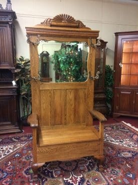 Antique Hall Tree, Oak Coat Rack