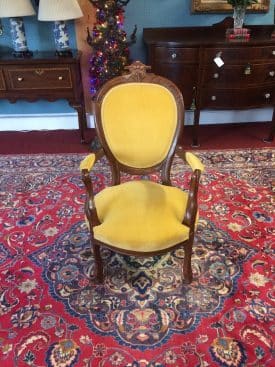 Antique Chair, Victorian Chair, Gold Upholstered Chair