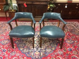 Vintage Leather Arm Chairs, Banker Style Chairs, The Pair