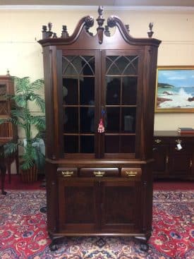 Antique Corner Cabinet, Mahogany Federal Style Corner Cabinet