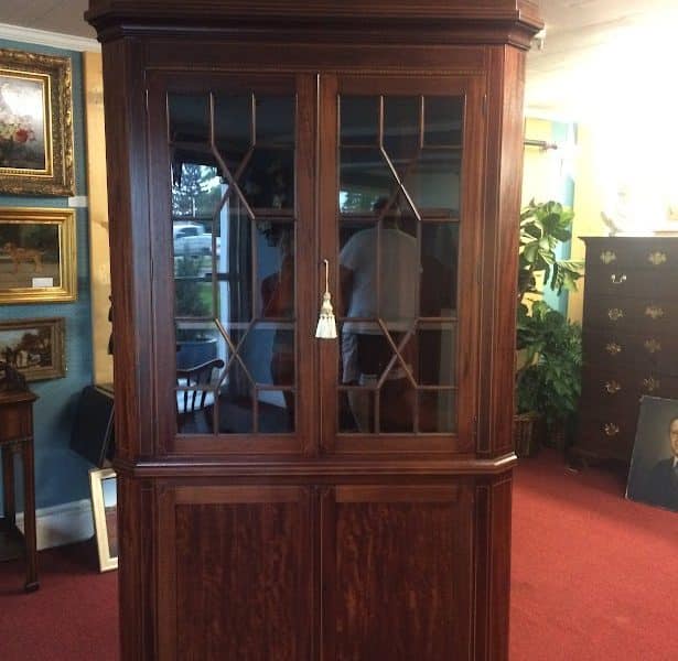 Vintage Inlaid Corner Cabinet, Federal Style Furniture