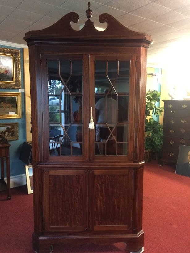 Vintage Inlaid Corner Cabinet, Federal Style Furniture