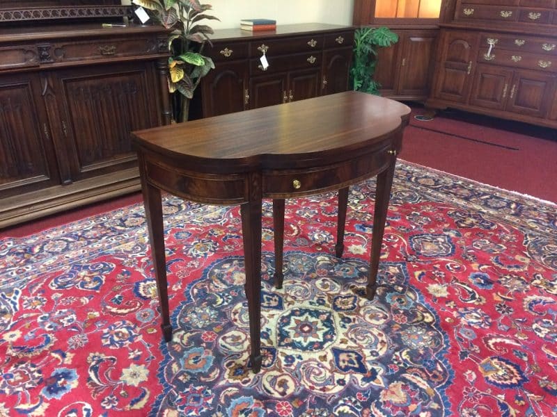 Vintage Mahogany Games Table, Inlaid Accent Table