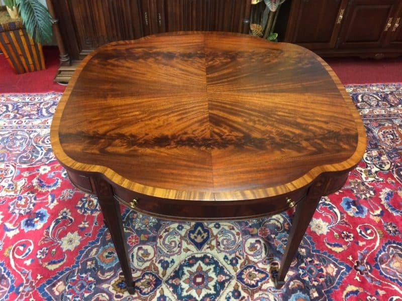 Vintage Mahogany Games Table, Inlaid Accent Table