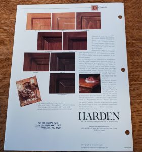 Back of a Harden Furniture Catalogue