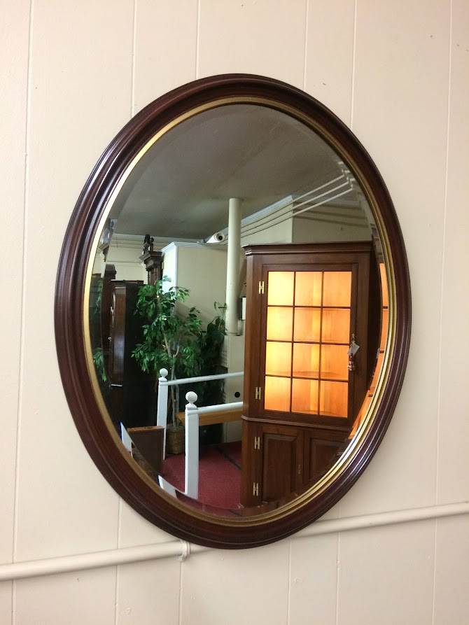 Vintage Mirror, Beveled Oval Mirror