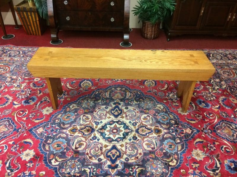 Vintage Oak Bench, Mortised Oak Bench