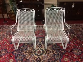 . Vintage Wrought Iron Patio Chairs, Cantilever Spring Base Chairs
