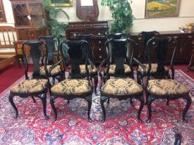 Vintage Dining Chairs, Black Dining Chairs, Set of Eight
