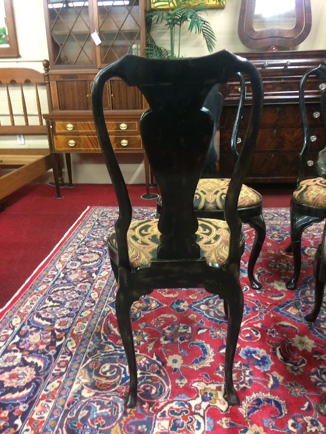 Vintage Dining Chairs, Black Dining Chairs, Set of Eight