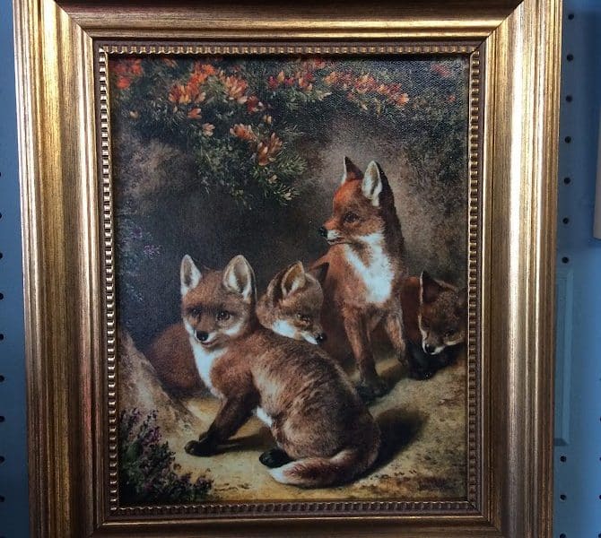Reproduction Foxes Print, Framed