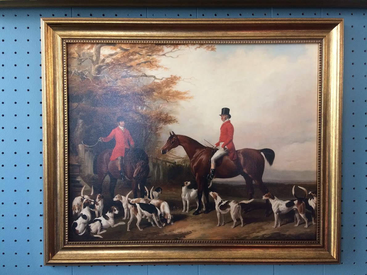 Replica Hunt Scene on Canvas, Framed