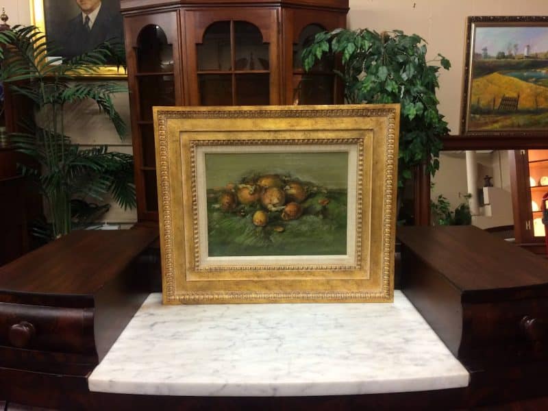 Vintage Oil Painting, "onions on a Green Cloth", Nick Scalise