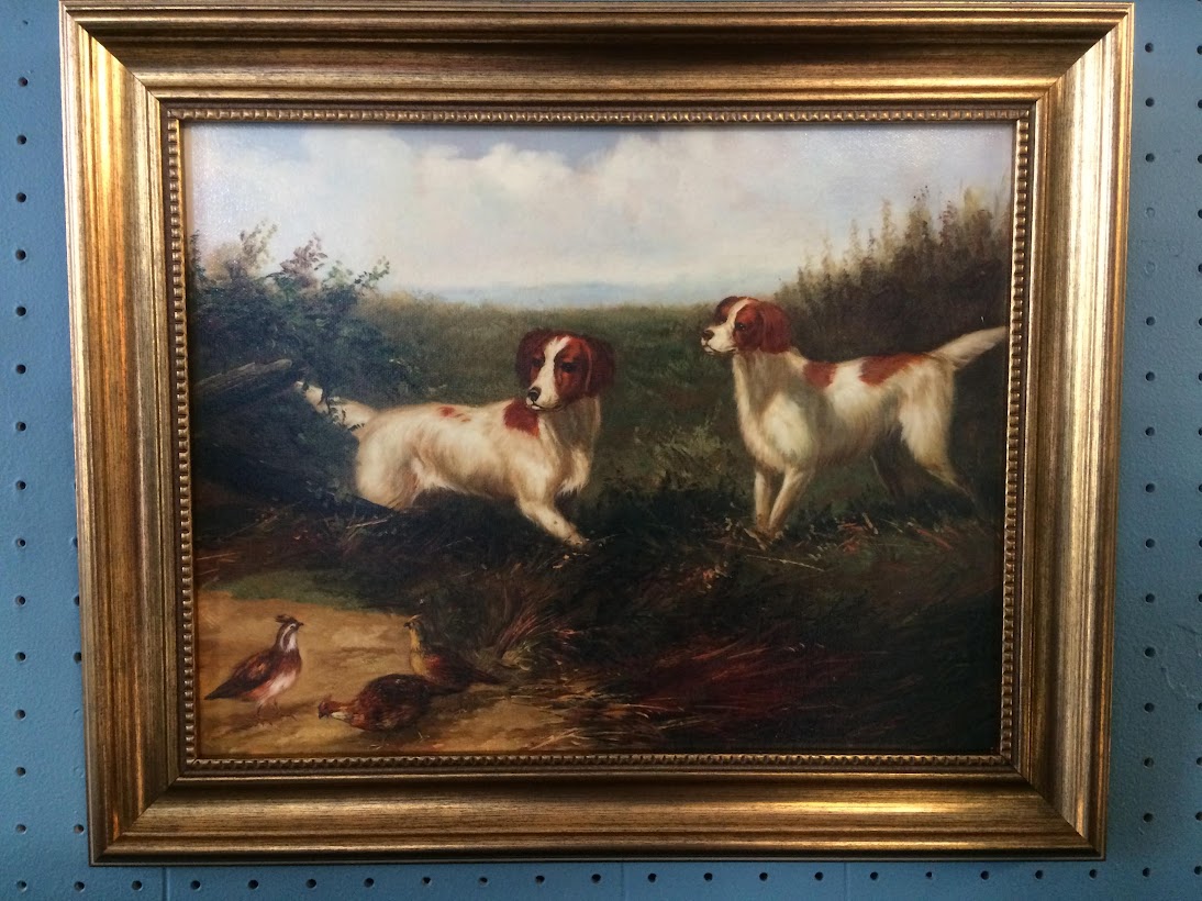 Vintage Reproduction Print, Setters and Quails