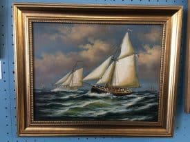 Vintage Reproduction Print, Two Ships