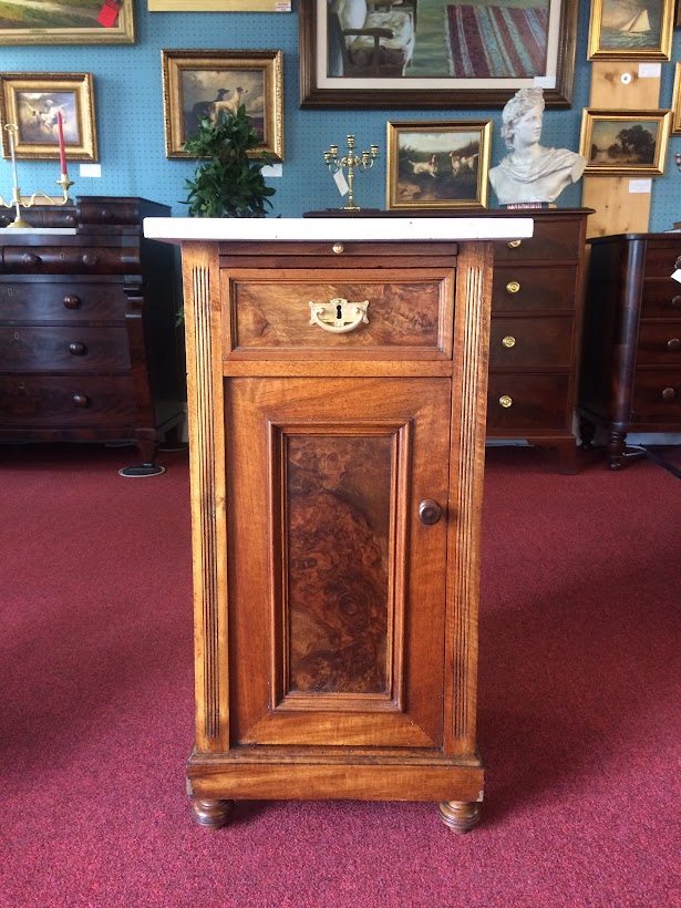 Antique Marble Top Stand, Victorian End Table