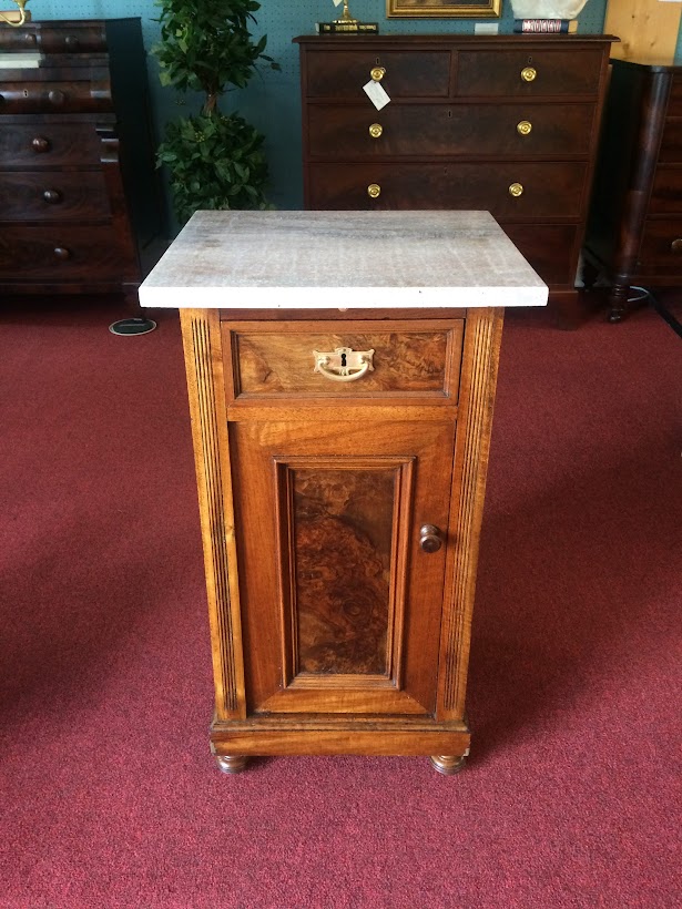 Antique Marble Top Stand, Victorian End Table