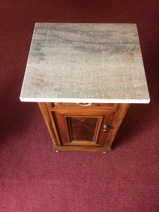 Antique Marble Top Stand, Victorian End Table