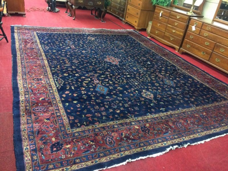 Vintage Persian Rug, Blue Persian Room Size Rug