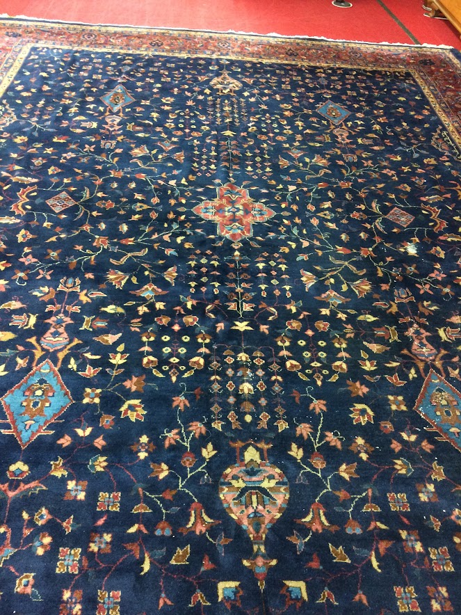 Vintage Persian Rug, Blue Persian Room Size Rug