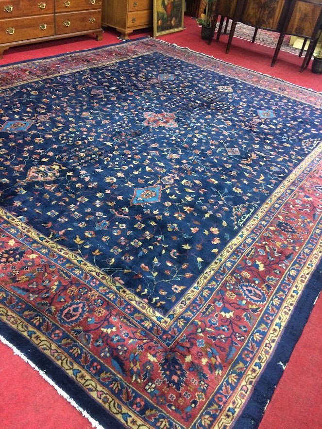 Vintage Persian Rug, Blue Persian Room Size Rug