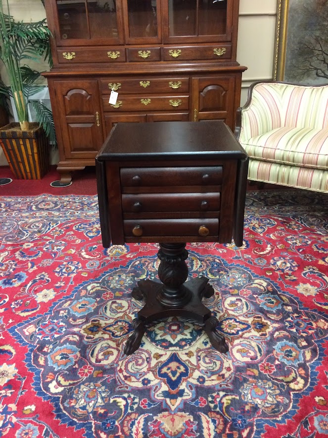 Antique End Table, Antique Work Table, Empire Stand