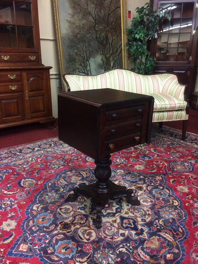 Antique End Table, Antique Work Table, Empire Stand