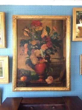 Antique Painting, Vase with Flowers Painting, Still Life