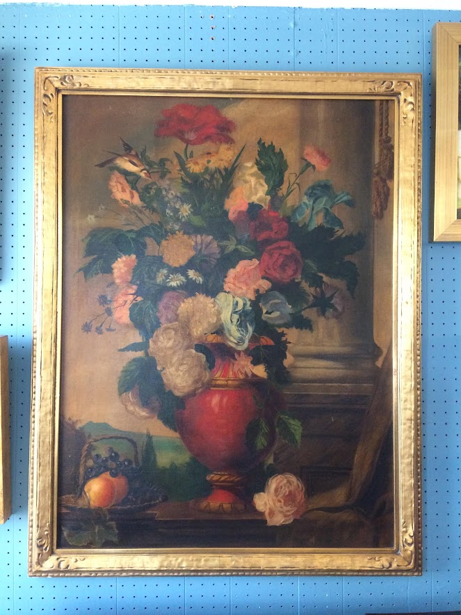 Antique Painting, Vase with Flowers Painting, Still Life