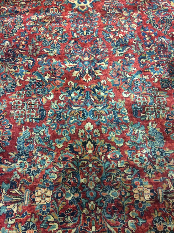 Vintage Persian Rug, Sarouk Style Rug, Room Size Rug