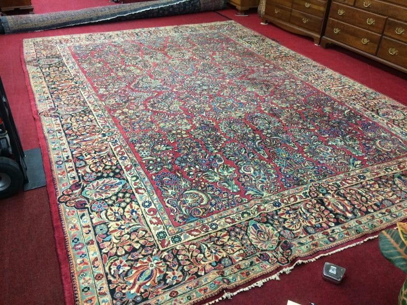 Vintage Persian Rug, Sarouk Style Rug, Room Size Rug