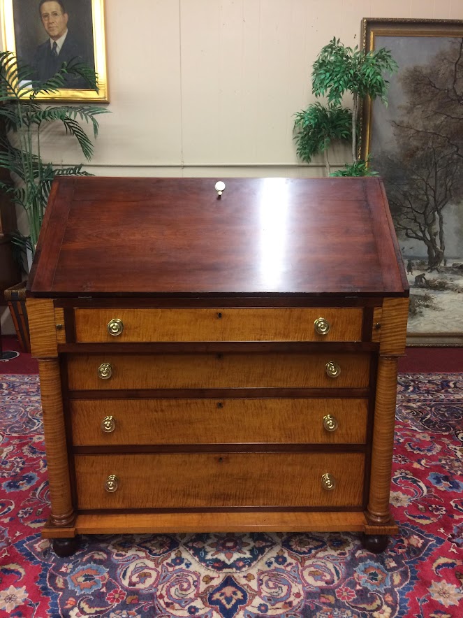 Antique Secretary Desk, Tiger Maple and Cherry Desk