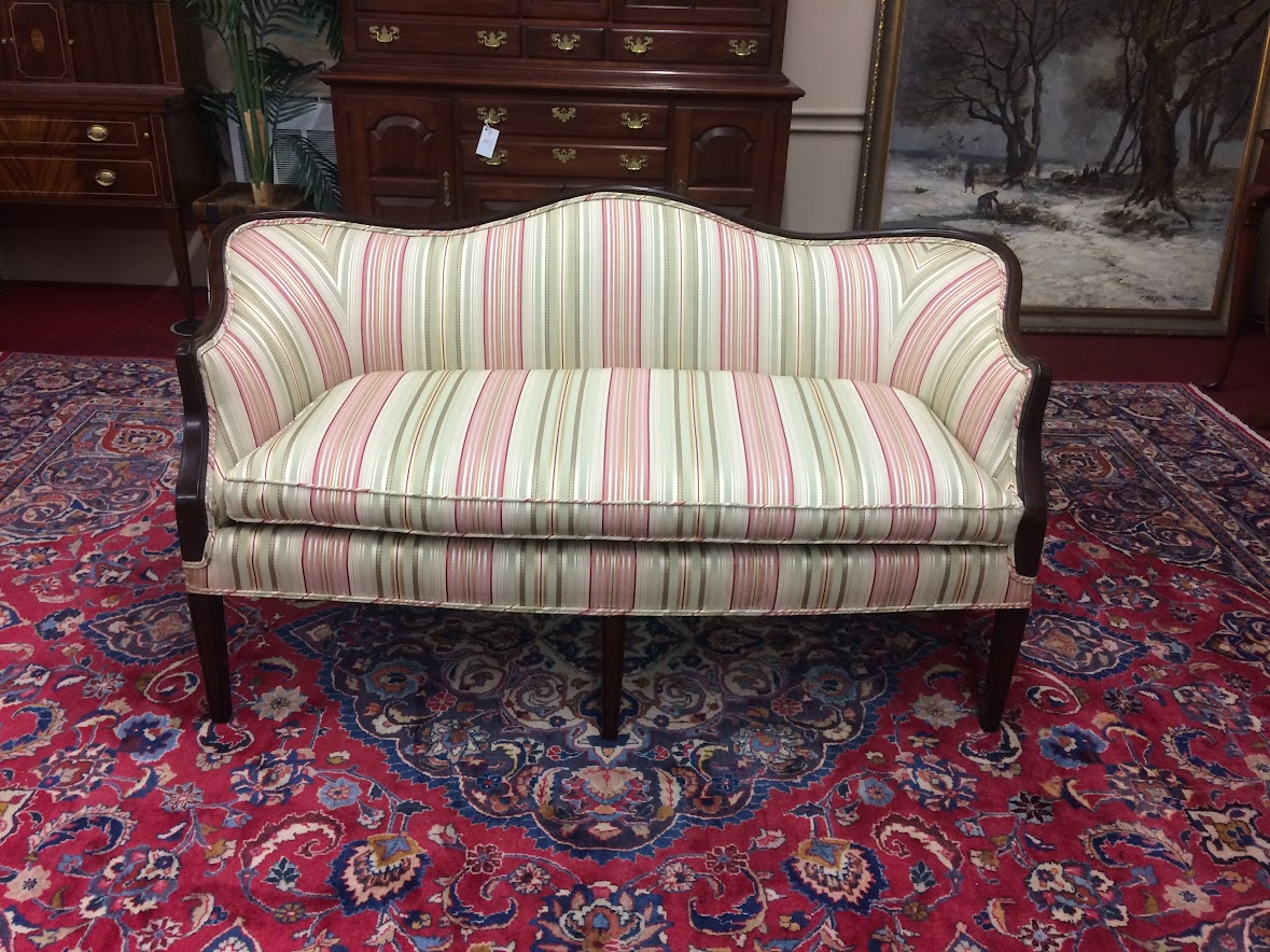 Vintage Striped Settee, Neoclassical Settee