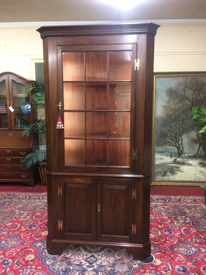 Vintage Corner Cabinet, Mahogany Wood, Henkel Harris Furniture