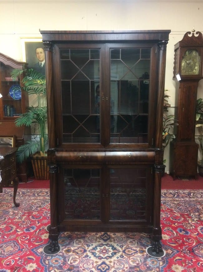 Antique Bookcase, Empire Bookcase Display Cabinet