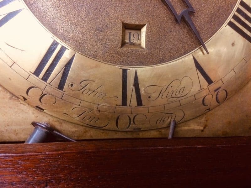 Antique English Clock, John King Clock, Tall Case Clock, Grandfather Clock