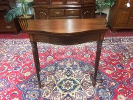 Vintage Inlaid Games Table, Mahogany Demi Lune Games Table