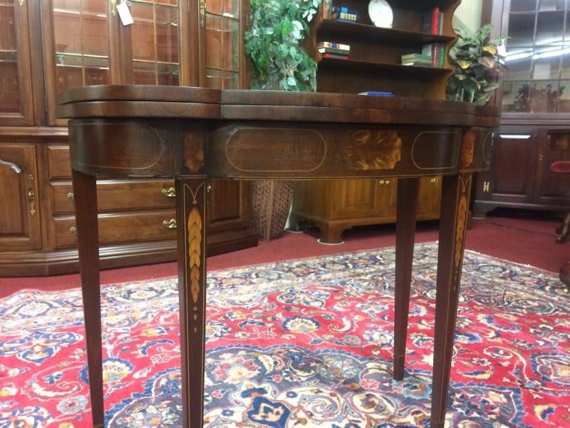 Vintage Games Table Inlaid Accent Table