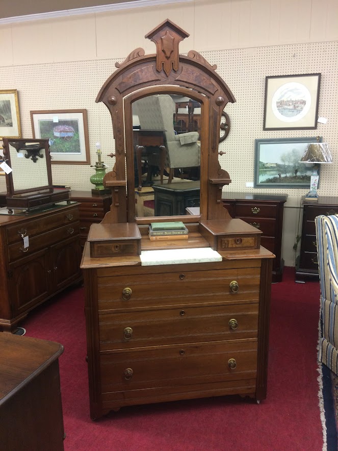 Victorian Dresser with Mirror, Cottage Style Dresser, Vintage Dresser Drawers