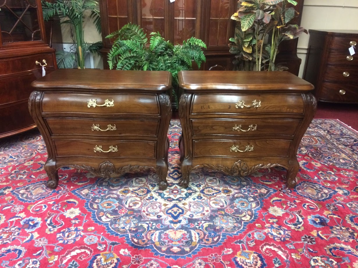 Vintage Nightstand Chests, French Style Nightstands, Hickory White Furniture, the Pair