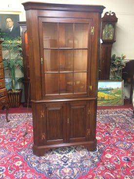 Vintage Corner Cabinet, Lighted Corner Cupboard, Henkel Harris Furniture