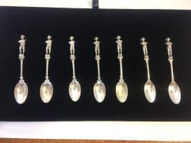Vintage Silver Napolean Spoons, Set of Seven