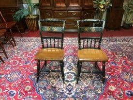 Vintage Hitchcock Chairs, Rose Pattern Chairs, The Pair