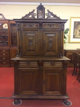 Antique French Cupboard, Carved Cabinet, Brittany Style