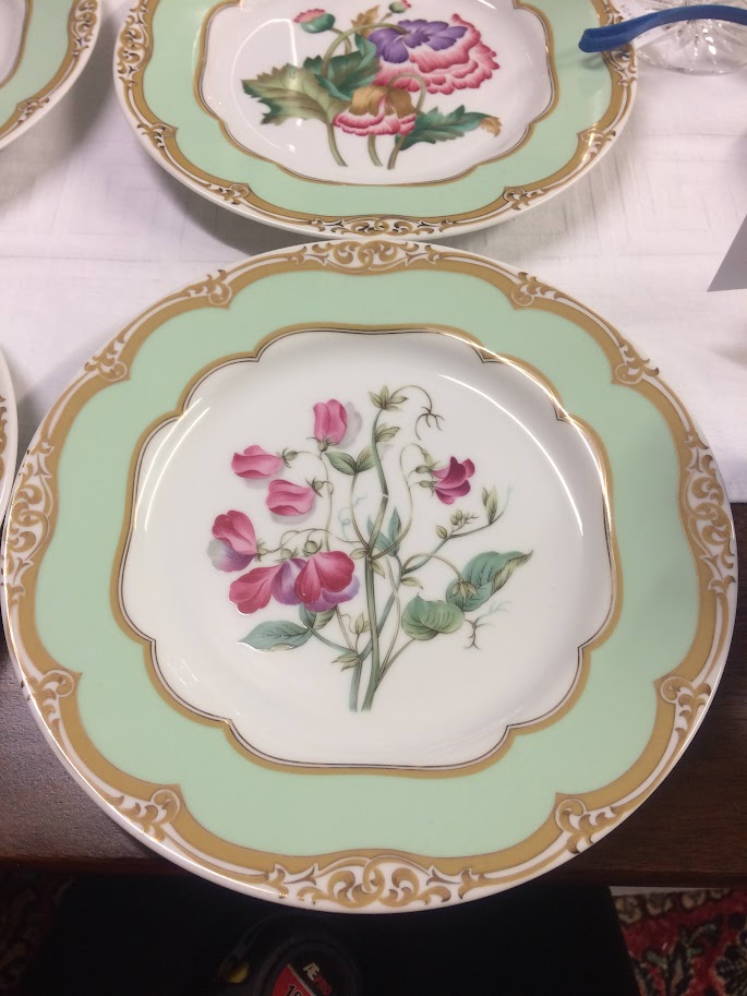 Winterthur Adaptation Dessert Plates, French Style Plates, Floral Plates, Set of Four
