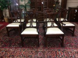 Vintage Dining Chairs, Chippendale Style Dining Chairs, Mahogany Chairs, Set of Ten