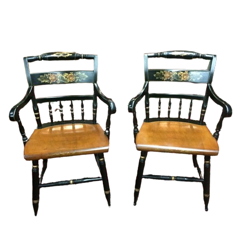 Vintage Hitchcock Chairs, Arm Chairs, The Pair