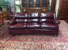 Vintage Leather Sofa, Distinction Furniture, Burgundy Sofa