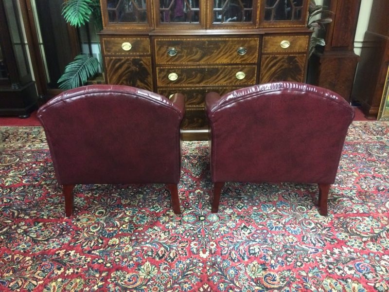 Vintage Leather Tufted Chairs, the Pair