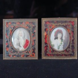 19th Century Collage Framed French Portraits on Paper